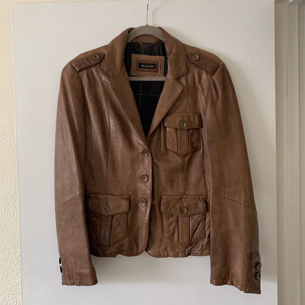 Massimo Dutti Brown Leather Jacket